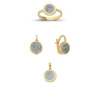 14K Solid Gold Gemstone Cz Design Set