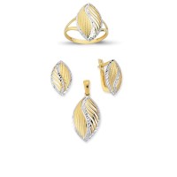 14K Solid Gold Gemstone Cz Design Set