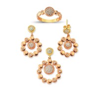 14K Solid Gold Gemstone Cz Design Set