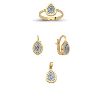 14K Solid Gold Gemstone Cz Drop Set