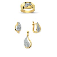 14K Solid Gold Gemstone Cz Drop Set