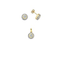 14K Solid Gold Gemstone Cz Trend Set