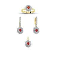 14K Solid Gold Gemstone Cz Trend Set