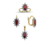 14K Solid Gold Gemstone Cz Trend Set