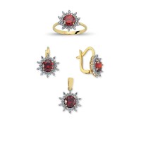 14K Solid Gold Gemstone Cz Trend Set