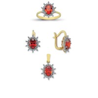 14K Solid Gold Gemstone Cz Trend Set