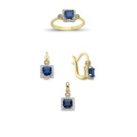 14K Solid Gold Gemstone Cz Trend Set