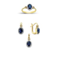 14K Solid Gold Gemstone Cz Trend Set