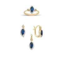 14K Solid Gold Gemstone Cz Trend Set