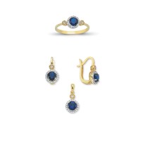 14K Solid Gold Gemstone Cz Trend Set