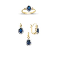 14K Solid Gold Gemstone Cz Trend Set