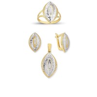 14K Solid Gold Gemstone Cz Trend Set