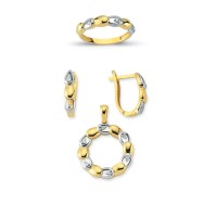 14K Solid Gold Gemstone Cz Trend Set