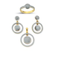 14K Solid Gold Gemstone Cz Trend Set