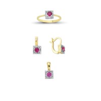 14K Solid Gold Gemstone Cz Trend Set