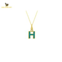 14K Solid Gold H Letter Necklace