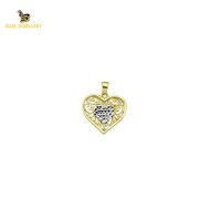 14K Solid Gold Heart Charm Pendant