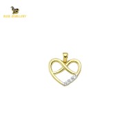 14K Solid Gold Heart Charm Pendant