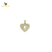 14K Solid Gold Heart Charm Pendant