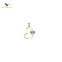 14K Solid Gold Heart Charm Pendant