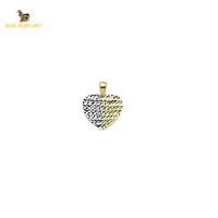 14K Solid Gold Heart Charm Pendant