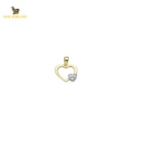 14K Solid Gold Heart Charm Pendant