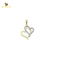 14K Solid Gold Heart Charm Pendant