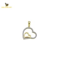 14K Solid Gold Heart Charm Pendant