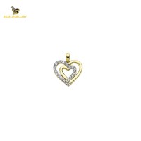 14K Solid Gold Heart Charm Pendant