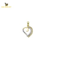 14K Solid Gold Heart Charm Pendant