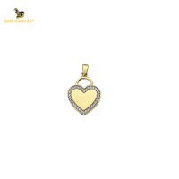 14K Solid Gold Heart Charm Pendant