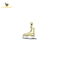 14K Solid Gold İce Skating Charm Pendant