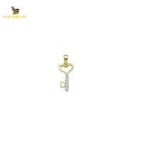 14K Solid Gold Key Charm Pendant