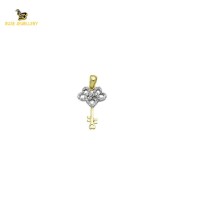 14K Solid Gold Key Charm Pendant