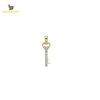 14K Solid Gold Key Charm Pendant