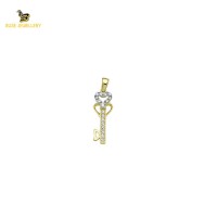 14K Solid Gold Key Charm Pendant