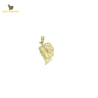 14K Solid Gold Leaf Charm Pendant