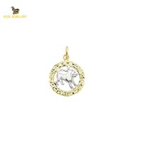 14K Solid Gold Leo Charm Pendant