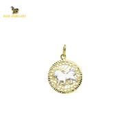 14K Solid Gold Leo Charm Pendant