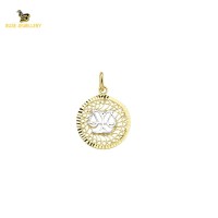 14K Solid Gold Libra Charm Pendant