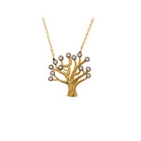 14K Solid Gold Life Tree Necklace