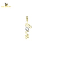 14K Solid Gold Love Charm Pendant