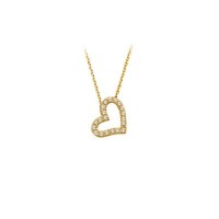 14K Solid Gold Heart Necklace 