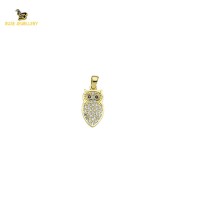 14K Solid Gold Owl Charm Pendant