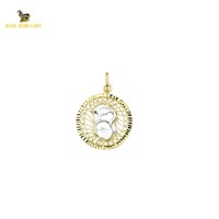 14K Solid Gold Pisces Charm Pendant