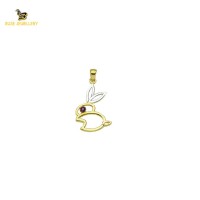 14K Solid Gold Rabbit Charm Pendant