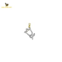 14K Solid Gold Rose Charm Pendant