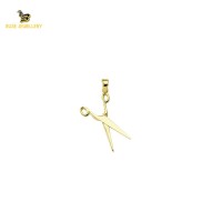 14K Solid Gold Scissors Charm Pendant