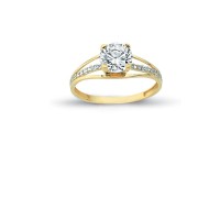 14K Solid Gold Solitaire Engagement Wedding Ring 