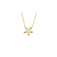 14K Solid Gold Solitaire Necklace